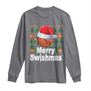 Basketball Christmas Long Sleeve Shirt Funny Merry Swishmas Sports TS12 Charcoal Print Your Wear