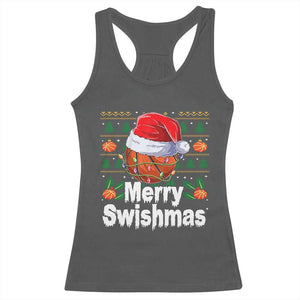 Basketball Christmas Racerback Tank Top Funny Merry Swishmas Sports TS12 Dark Heather Print Your Wear