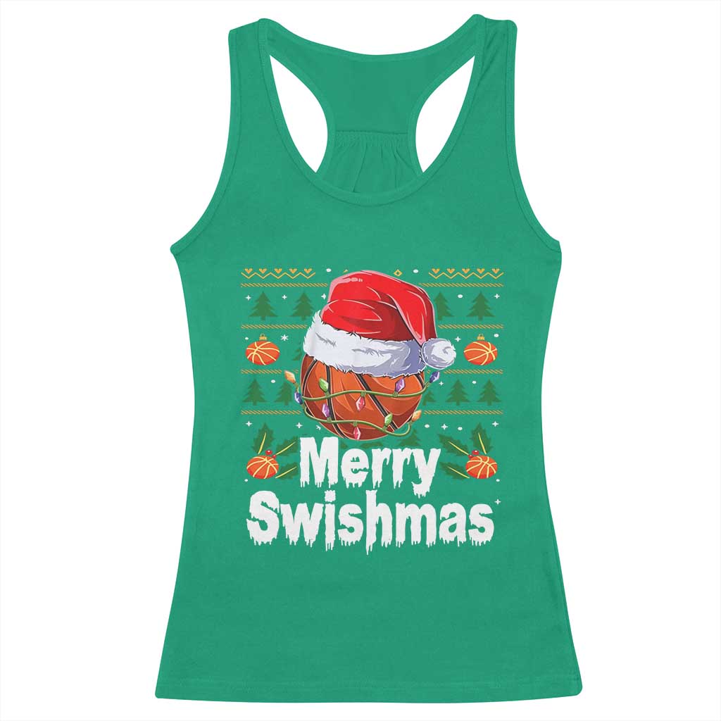 Basketball Christmas Racerback Tank Top Funny Merry Swishmas Sports TS12 Irish Green Print Your Wear