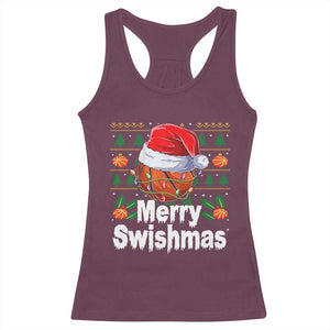 Basketball Christmas Racerback Tank Top Funny Merry Swishmas Sports TS12 Maroon Print Your Wear