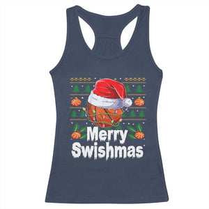 Basketball Christmas Racerback Tank Top Funny Merry Swishmas Sports TS12 Navy Print Your Wear