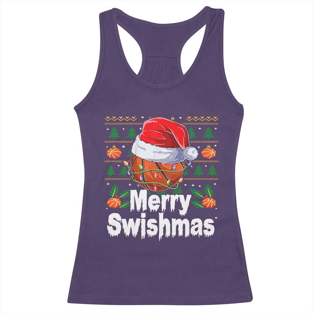 Basketball Christmas Racerback Tank Top Funny Merry Swishmas Sports TS12 Purple Print Your Wear