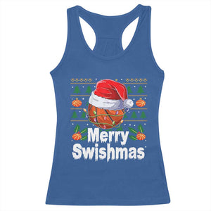 Basketball Christmas Racerback Tank Top Funny Merry Swishmas Sports TS12 Royal Blue Print Your Wear