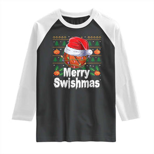 Basketball Christmas Raglan Shirt Funny Merry Swishmas Sports TS12 Black White Print Your Wear