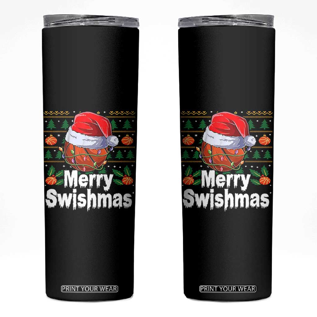 Basketball Christmas Skinny Tumbler Funny Merry Swishmas Sports TS12 Black Print Your Wear