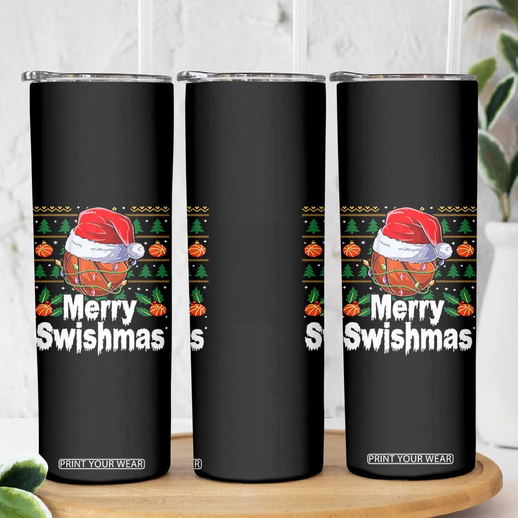Basketball Christmas Skinny Tumbler Funny Merry Swishmas Sports TS12 Print Your Wear