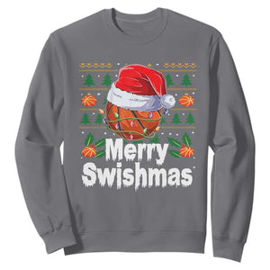 Basketball Christmas Sweatshirt Funny Merry Swishmas Sports TS12 Charcoal Print Your Wear