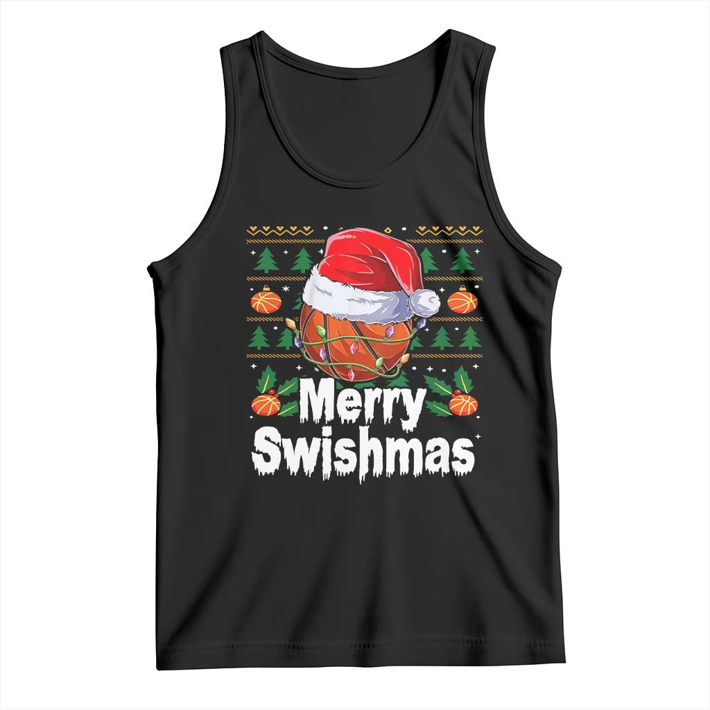 Basketball Christmas Tank Top Funny Merry Swishmas Sports TS12 Black Print Your Wear
