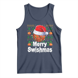 Basketball Christmas Tank Top Funny Merry Swishmas Sports TS12 Navy Print Your Wear