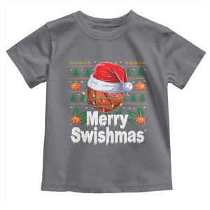 Basketball Christmas Toddler T Shirt Funny Merry Swishmas Sports TS12 Charcoal Print Your Wear