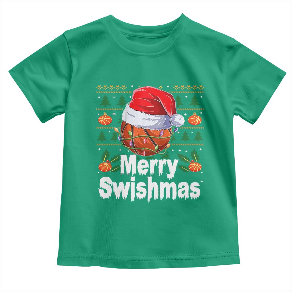Basketball Christmas Toddler T Shirt Funny Merry Swishmas Sports TS12 Irish Green Print Your Wear