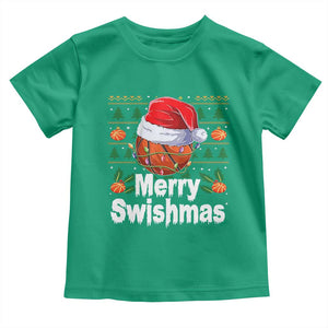 Basketball Christmas Toddler T Shirt Funny Merry Swishmas Sports TS12 Irish Green Print Your Wear