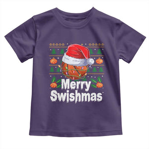Basketball Christmas Toddler T Shirt Funny Merry Swishmas Sports TS12 Purple Print Your Wear