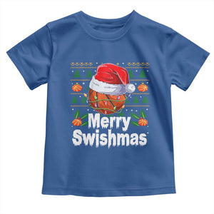 Basketball Christmas Toddler T Shirt Funny Merry Swishmas Sports TS12 Royal Blue Print Your Wear
