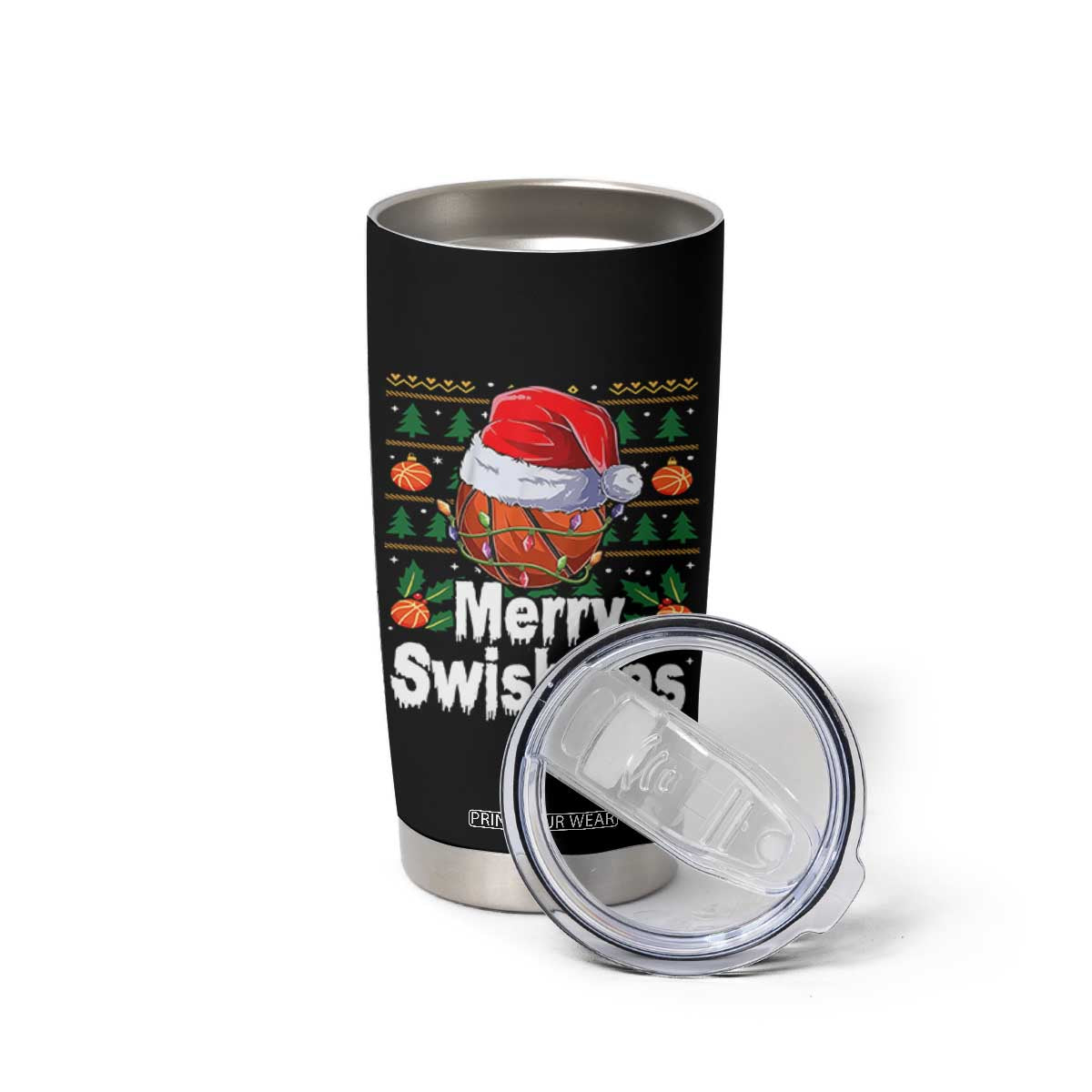 Basketball Christmas Tumbler Cup Funny Merry Swishmas Sports TS12 Print Your Wear
