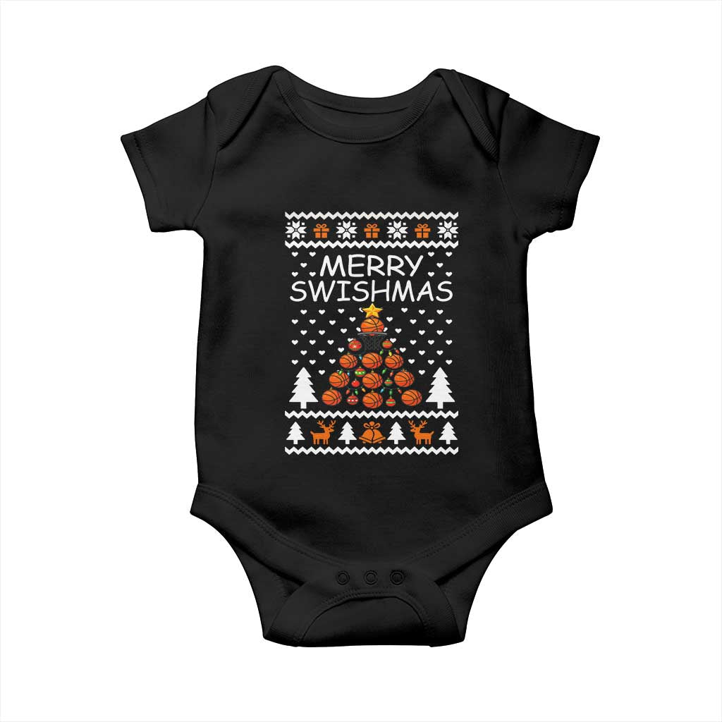Basketball Merry Swishmas Baby Onesie Christmas Tree Sports TS12 Black Print Your Wear