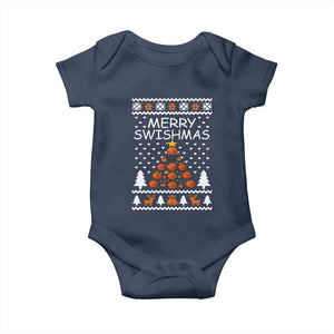 Basketball Merry Swishmas Baby Onesie Christmas Tree Sports TS12 Navy Print Your Wear