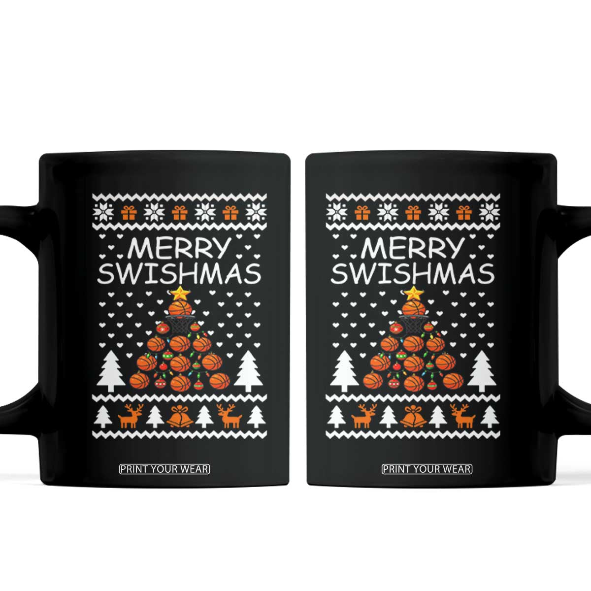 Basketball Merry Swishmas Coffee Mug Christmas Tree Sports TS12 Black Print Your Wear