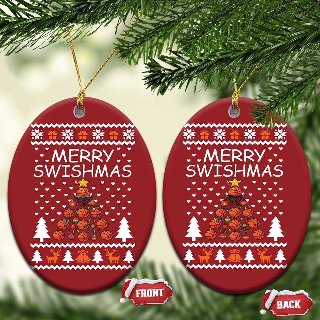 Basketball Merry Swishmas Christmas Ornament Xmas Tree Sports TS12 Oval Red Print Your Wear