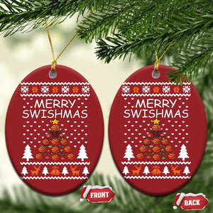 Basketball Merry Swishmas Christmas Ornament Xmas Tree Sports TS12 Oval Red Print Your Wear