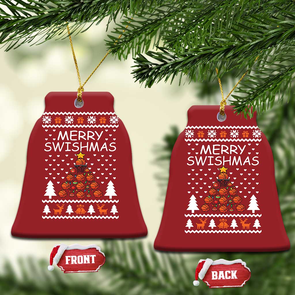 Basketball Merry Swishmas Christmas Ornament Xmas Tree Sports TS12 Bell Flake Red Print Your Wear