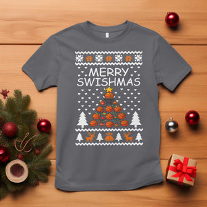 Basketball Merry Swishmas T Shirt Christmas Tree Sports TS12 Charcoal Print Your Wear