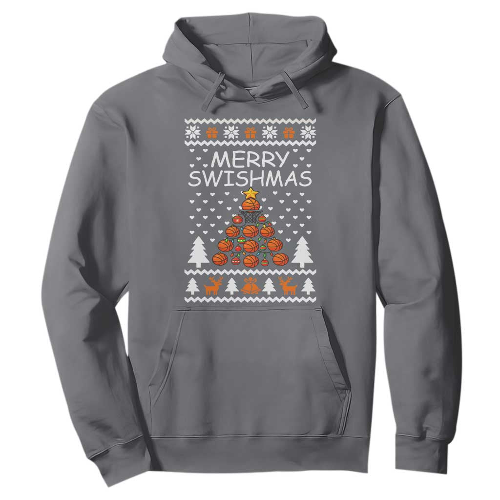 Basketball Merry Swishmas Hoodie Christmas Tree Sports TS12 Charcoal Print Your Wear