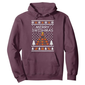 Basketball Merry Swishmas Hoodie Christmas Tree Sports TS12 Maroon Print Your Wear
