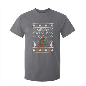 Basketball Merry Swishmas T Shirt For Kid Christmas Tree Sports TS12 Charcoal Print Your Wear