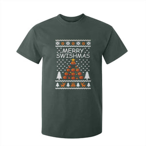 Basketball Merry Swishmas T Shirt For Kid Christmas Tree Sports TS12 Dark Forest Green Print Your Wear