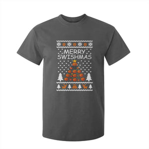 Basketball Merry Swishmas T Shirt For Kid Christmas Tree Sports TS12 Dark Heather Print Your Wear