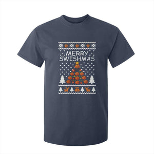 Basketball Merry Swishmas T Shirt For Kid Christmas Tree Sports TS12 Navy Print Your Wear