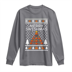 Basketball Merry Swishmas Long Sleeve Shirt Christmas Tree Sports TS12 Charcoal Print Your Wear