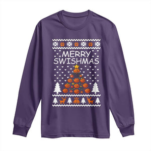 Basketball Merry Swishmas Long Sleeve Shirt Christmas Tree Sports TS12 Purple Print Your Wear