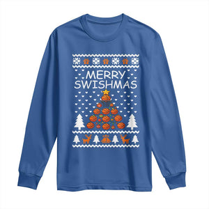 Basketball Merry Swishmas Long Sleeve Shirt Christmas Tree Sports TS12 Royal Blue Print Your Wear