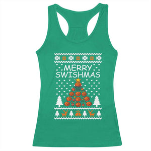 Basketball Merry Swishmas Racerback Tank Top Christmas Tree Sports TS12 Irish Green Print Your Wear