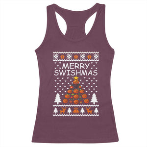 Basketball Merry Swishmas Racerback Tank Top Christmas Tree Sports TS12 Maroon Print Your Wear