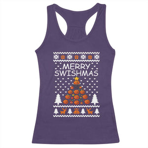Basketball Merry Swishmas Racerback Tank Top Christmas Tree Sports TS12 Purple Print Your Wear