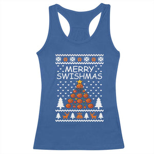 Basketball Merry Swishmas Racerback Tank Top Christmas Tree Sports TS12 Royal Blue Print Your Wear