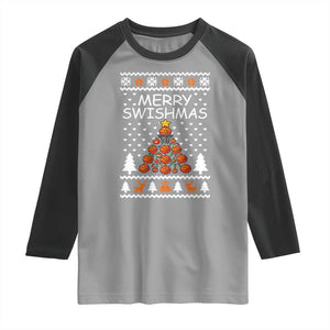 Basketball Merry Swishmas Raglan Shirt Christmas Tree Sports TS12 Sport Gray Black Print Your Wear