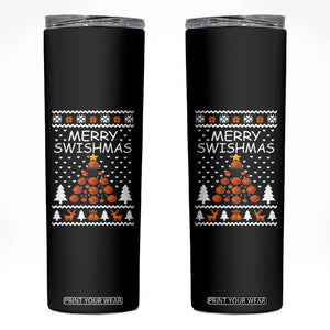 Basketball Merry Swishmas Skinny Tumbler Christmas Tree Sports TS12 Black Print Your Wear