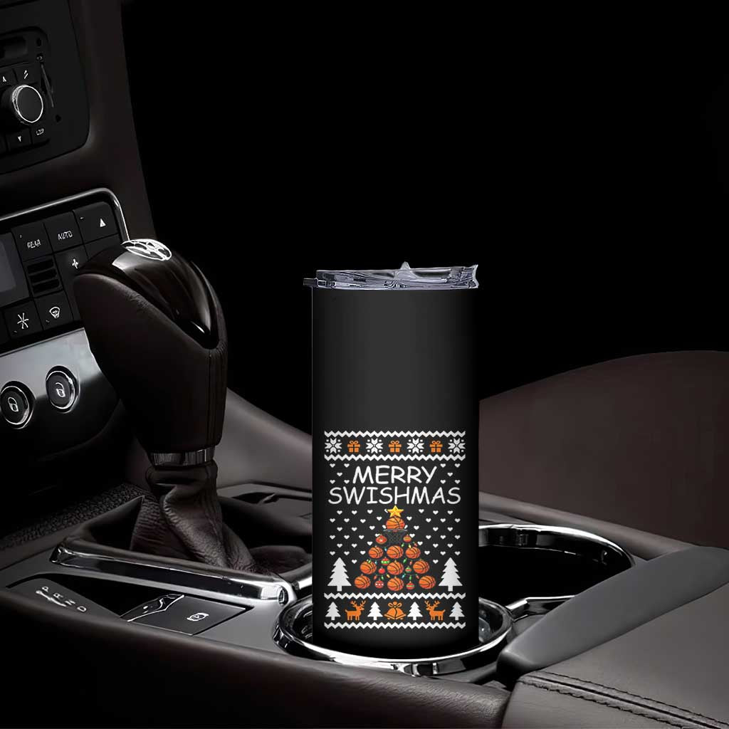 Basketball Merry Swishmas Skinny Tumbler Christmas Tree Sports TS12 Print Your Wear