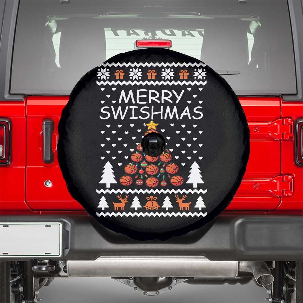 Basketball Merry Swishmas Spare Tire Cover Christmas Tree Sports TS12 Black Print Your Wear