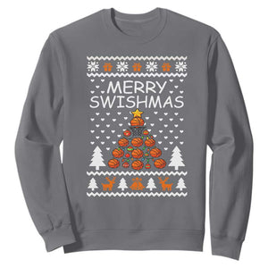 Basketball Merry Swishmas Sweatshirt Christmas Tree Sports TS12 Charcoal Print Your Wear