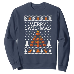 Basketball Merry Swishmas Sweatshirt Christmas Tree Sports TS12 Navy Print Your Wear