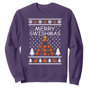 Basketball Merry Swishmas Sweatshirt Christmas Tree Sports TS12 Purple Print Your Wear