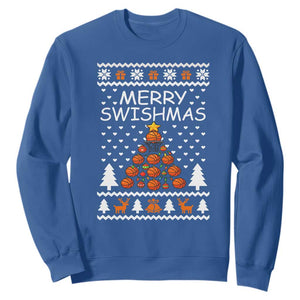 Basketball Merry Swishmas Sweatshirt Christmas Tree Sports TS12 Royal Blue Print Your Wear