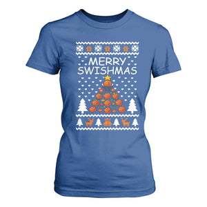 Basketball Merry Swishmas T Shirt For Women Christmas Tree Sports TS12 Royal Blue Print Your Wear