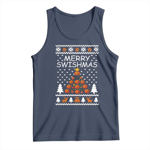 Basketball Merry Swishmas Tank Top Christmas Tree Sports TS12 Navy Print Your Wear