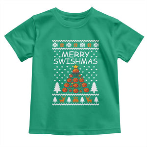 Basketball Merry Swishmas Toddler T Shirt Christmas Tree Sports TS12 Irish Green Print Your Wear